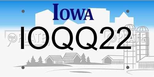 IOQQ22 Iowa License Plate
