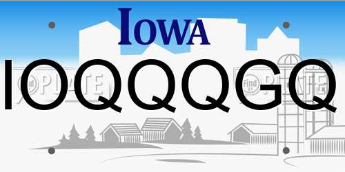 IOQQQGQ Iowa License Plate