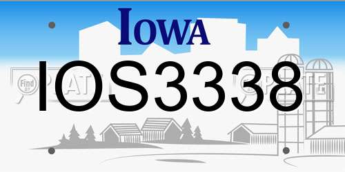IOS3338 Iowa License Plate