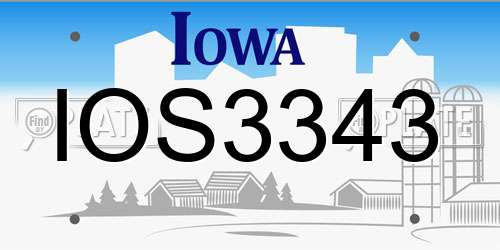 IOS3343 Iowa License Plate