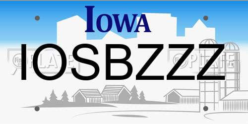 IOSBZZZ Iowa License Plate