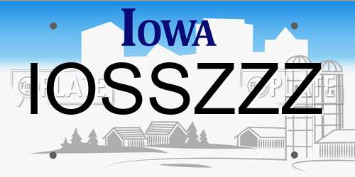 IOSSZZZ Iowa License Plate