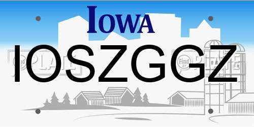 IOSZGGZ Iowa License Plate