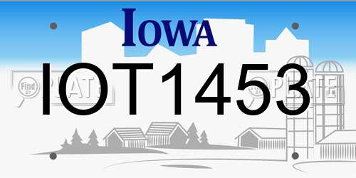 IOT1453 Iowa License Plate