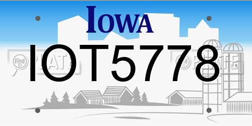 IOT5778 Iowa License Plate