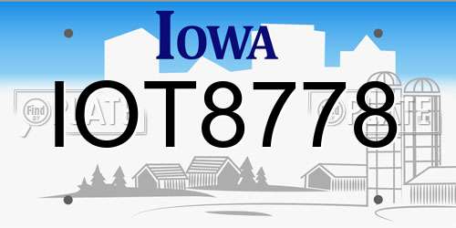IOT8778 Iowa License Plate
