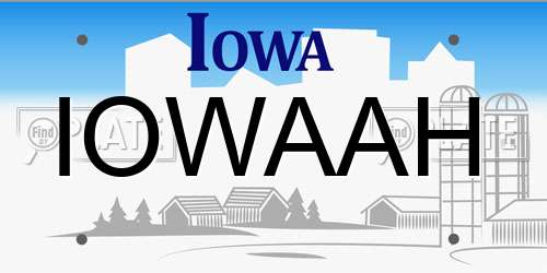 IOWAAH Iowa License Plate