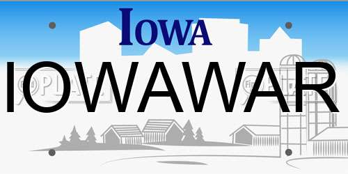 IOWAWAR Iowa License Plate