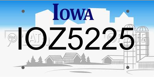 IOZ5225 Iowa License Plate
