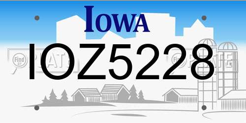 IOZ5228 Iowa License Plate