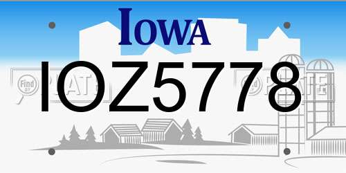 IOZ5778 Iowa License Plate