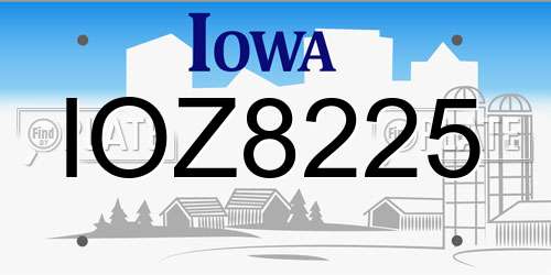 IOZ8225 Iowa License Plate
