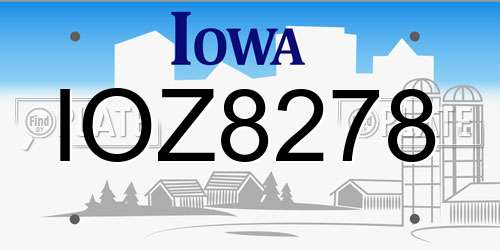 IOZ8278 Iowa License Plate