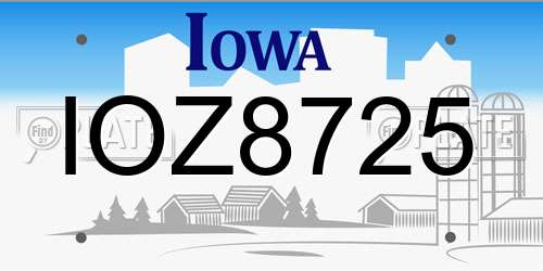 IOZ8725 Iowa License Plate