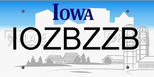 IOZBZZB Iowa License Plate