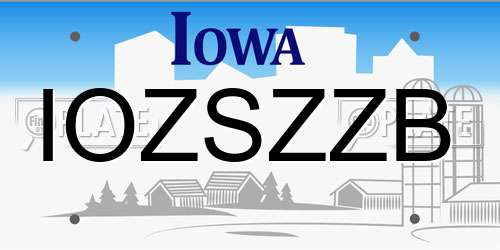IOZSZZB Iowa License Plate
