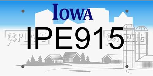 IPE915 Iowa License Plate