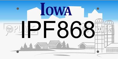 IPF868 Iowa License Plate