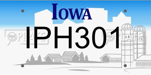 IPH301 Iowa License Plate