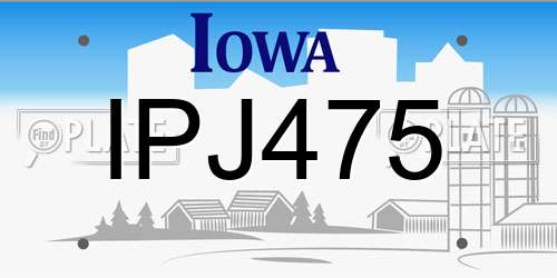 IPJ475 Iowa License Plate