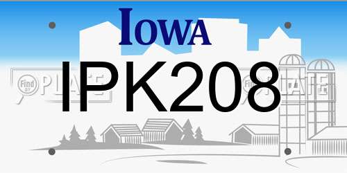 IPK208 Iowa License Plate
