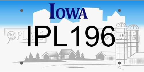 IPL196 Iowa License Plate