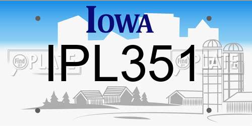 IPL351 Iowa License Plate