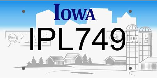 IPL749 Iowa License Plate