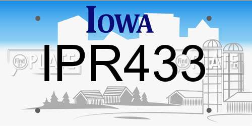 IPR433 Iowa License Plate