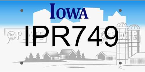 IPR749 Iowa License Plate