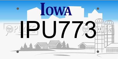 IPU773 Iowa License Plate