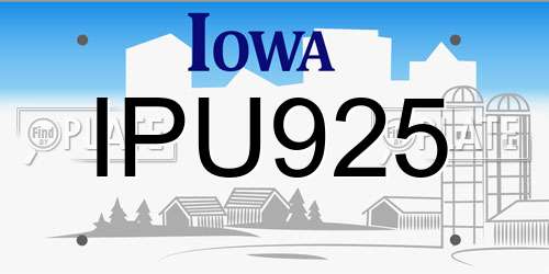 IPU925 Iowa License Plate