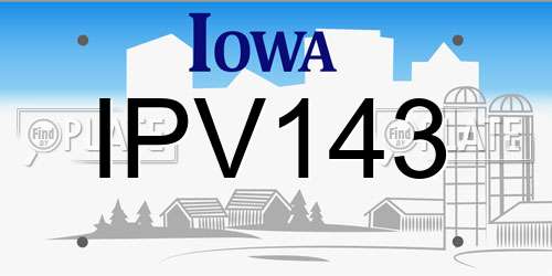 IPV143 Iowa License Plate