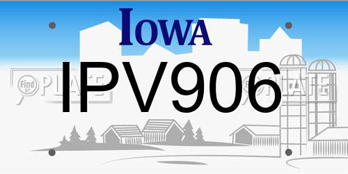 IPV906 Iowa License Plate