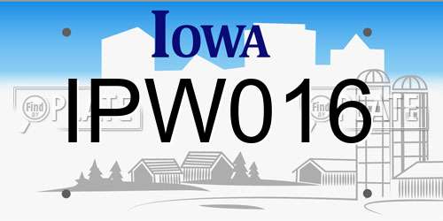 IPW016 Iowa License Plate