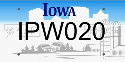 IPW020 Iowa License Plate