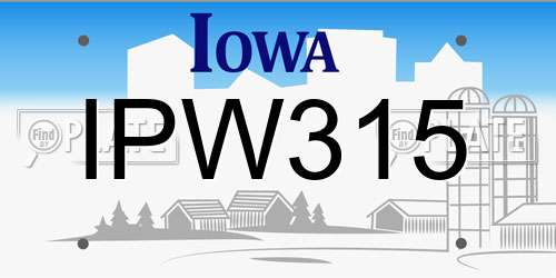 IPW315 Iowa License Plate
