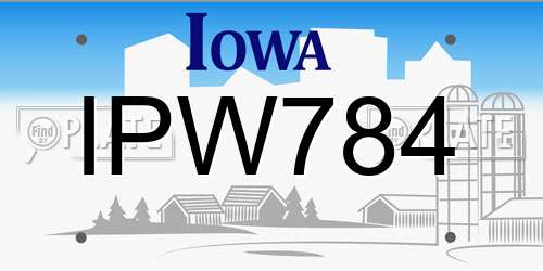 IPW784 Iowa License Plate