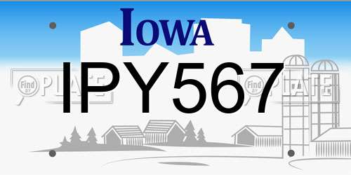 IPY567 Iowa License Plate