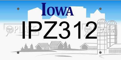 IPZ312 Iowa License Plate