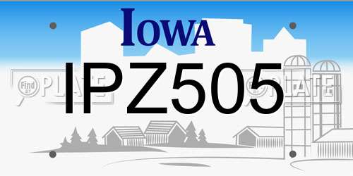 IPZ505 Iowa License Plate