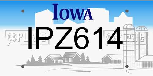 IPZ614 Iowa License Plate