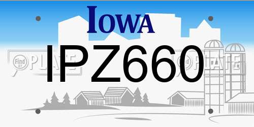 IPZ660 Iowa License Plate