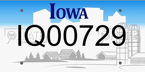 IQ00729 Iowa License Plate