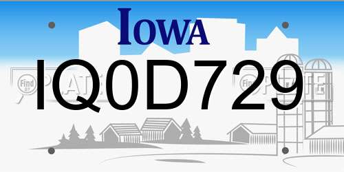 IQ0D729 Iowa License Plate