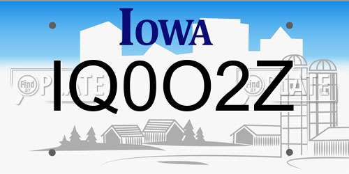 IQ0O2Z Iowa License Plate