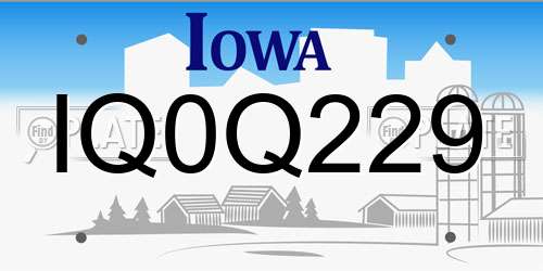 IQ0Q229 Iowa License Plate
