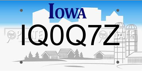 IQ0Q7Z Iowa License Plate