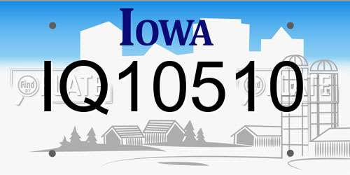 IQ10510 Iowa License Plate