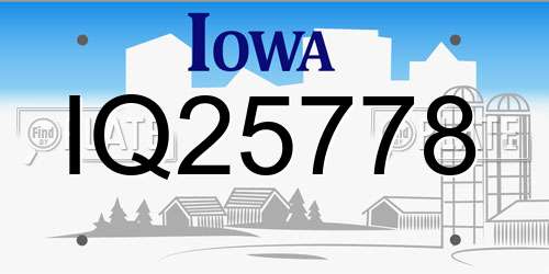 IQ25778 Iowa License Plate